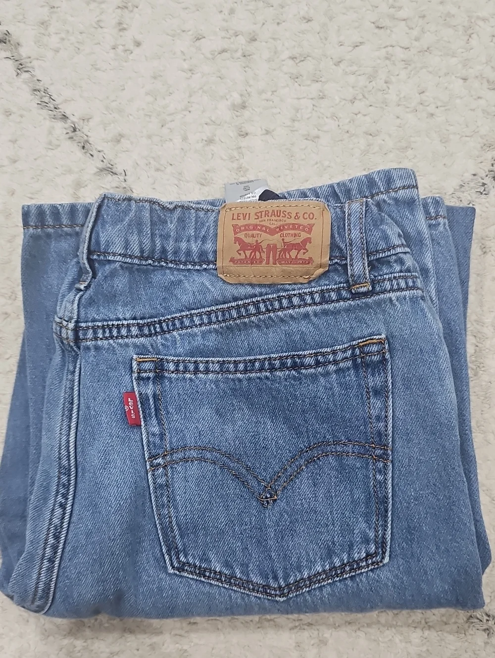 Levi's Relaxed Fit Distressed Wide Leg Blue Jeans Size 16 Girl's XL